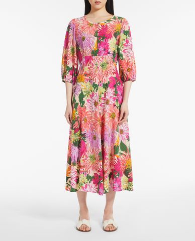  WEEKEND MAX MARA - Đầm midi cổ tròn tay phồng phom suông hiện đại Loria 