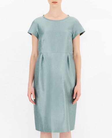  WEEKEND MAX MARA - Đầm mini cổ tròn tay ngắn Linen & Silk Satin 