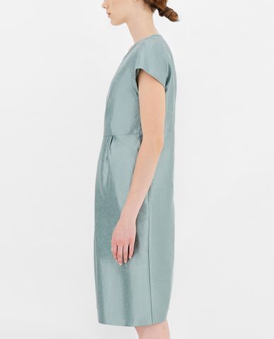  WEEKEND MAX MARA - Đầm mini cổ tròn tay ngắn Linen & Silk Satin 