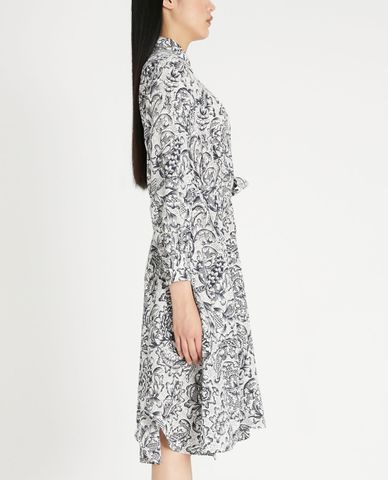  WEEKEND MAX MARA - Đầm midi cổ bẻ tay dài Silk Crepe De Chine 