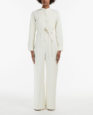  WEEKEND MAX MARA - Jumpsuits nữ tay dài phối thắt lưng Cotton And Linen Gabardine 