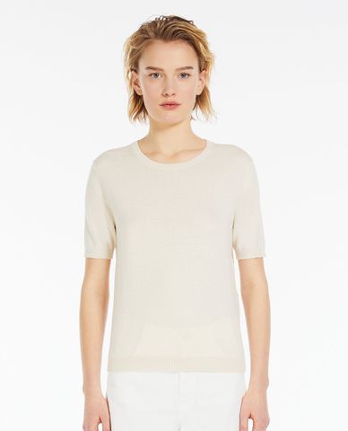  WEEKEND MAX MARA - Áo dệt kim phom ôm cổ tròn tay ngắn Zibetto 