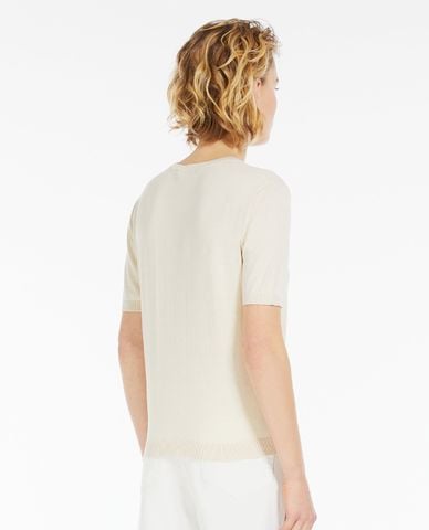  WEEKEND MAX MARA - Áo dệt kim phom ôm cổ tròn tay ngắn Zibetto 