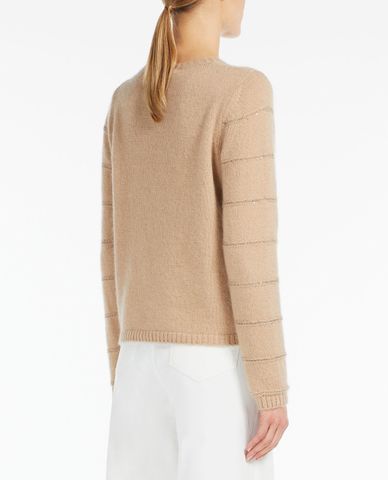  WEEKEND MAX MARA - Áo dệt kim nữ cổ tròn dài tay kẻ ngang thời trang 