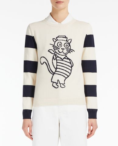  WEEKEND MAX MARA - Áo sweater nữ cổ tròn dài tay Cotton Blend Cordonnet 