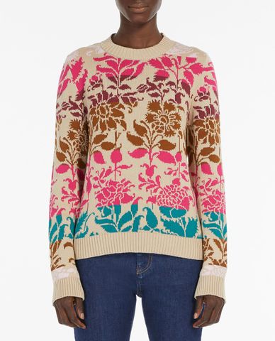  WEEKEND MAX MARA - Áo sweater nữ cổ tròn dài tay Jacquard Knit Cotton 