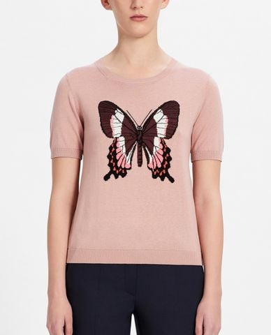  WEEKEND MAX MARA - Áo sweater nữ tay ngắn cổ tròn Padana Silk Cotton 