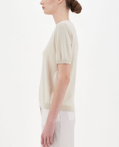  WEEKEND MAX MARA - Áo sweater nữ tay ngắn cổ tròn thời trang Silk & Cotton 