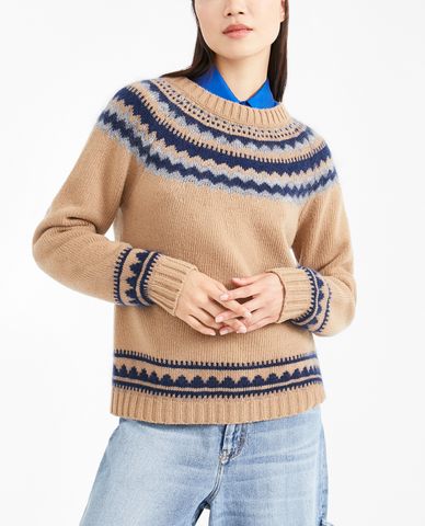  WEEKEND MAX MARA - Áo len nữ tay dài cổ tròn phom suông Pulover 