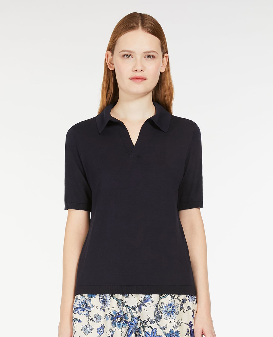 WEEKEND MAX MARA - Áo polo nữ phom ôm cổ V tay ngắn Roncolo