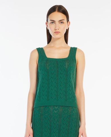  WEEKEND MAX MARA - Áo hai dây croptop dệt kim cổ vuông thanh lịch Zanora 