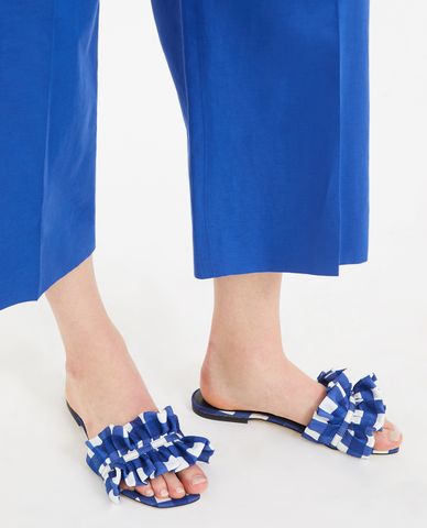  WEEKEND MAX MARA - Dép quai ngang nữ phối viền bèo thời trang 