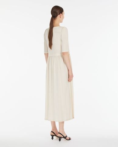  WEEKEND MAX MARA - Đầm xếp li midi cổ tròn tay ngắn Snack 