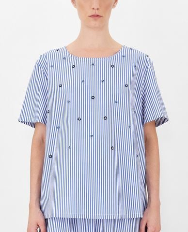  WEEKEND MAX MARA - Áo thun nữ ngắn tay cổ tròn Cotton Poplin 