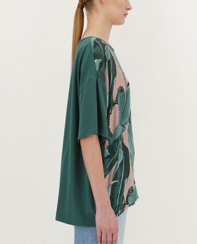  WEEKEND MAX MARA - Áo thun nữ cổ tròn tay ngắn Silk Crepe De Chine 