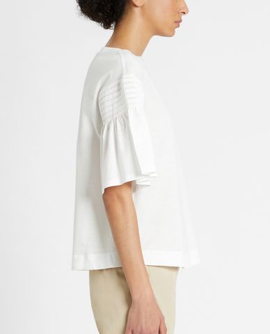  WEEKEND MAX MARA - Áo thun nữ tay ngắn xếp li thời trang Cotton Jersey 