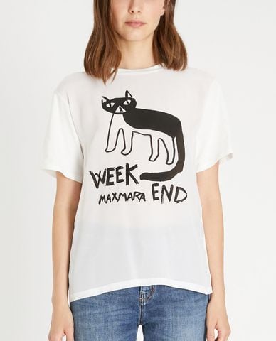  WEEKEND MAX MARA - Áo thun nữ phom suông tay ngắn Silk Crepe De Chine 