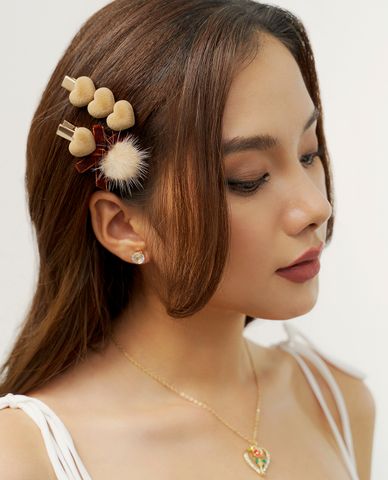  CECI - Pack 4 kẹp tóc nữ hình trái tim thời trang 