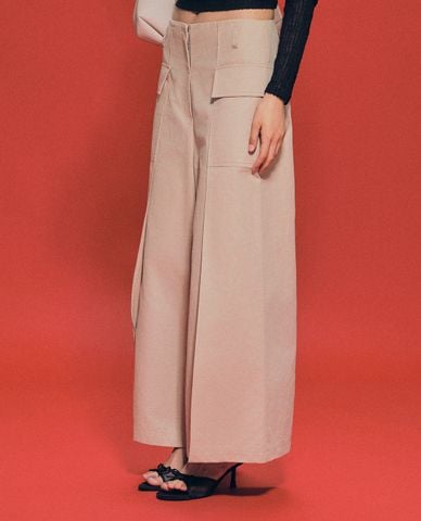  GIGI - Quần nữ ống rộng phom suông phối túi hộp 