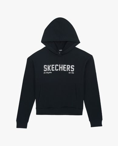  SKECHERS - Áo hoodie nữ phối mũ tay dài Red Mood 