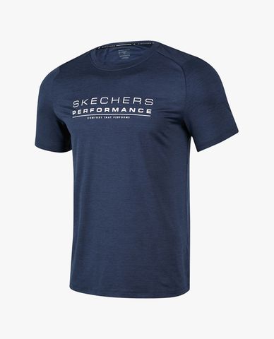  SKECHERS - Áo thun nam cổ tròn tay ngắn hiện đại 