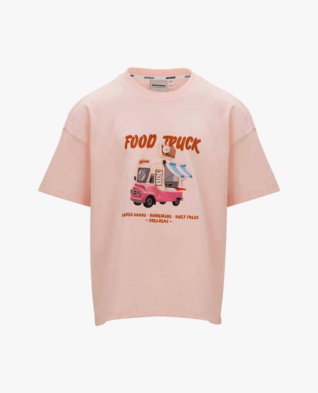 SKECHERS - Áo thun bé gái cổ tròn tay ngắn in hoạ tiết