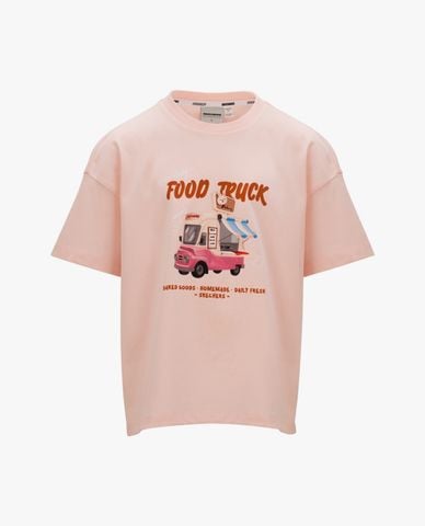  SKECHERS - Áo thun bé gái cổ tròn tay ngắn in hoạ tiết 