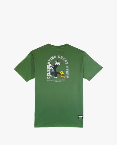  SKECHERS - Áo thun unisex cổ tròn tay ngắn in hình thời trang 