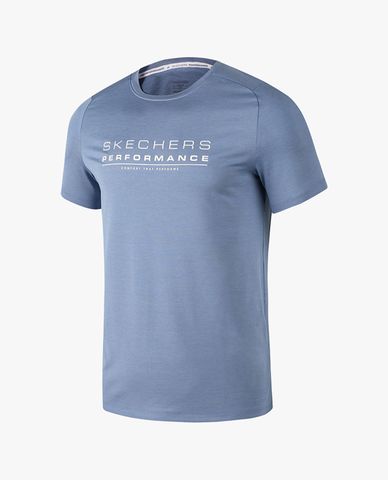  SKECHERS - Áo thun nam cổ tròn tay ngắn hiện đại 