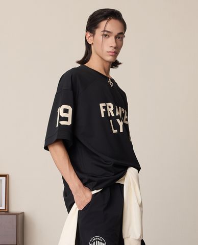  PALLADIUM - Áo thun nam cổ tròn tay ngắn in họa tiết 