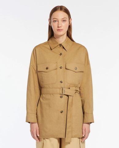  WEEKEND MAX MARA - Áo khoác sơ mi phom rộng phối túi nắp gập Vicario 