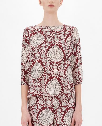  WEEKEND MAX MARA - Áo kiểu nữ cổ thuyền phom suông Silk Crepe De Chine 