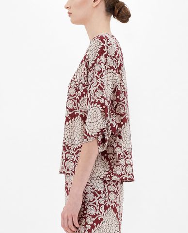  WEEKEND MAX MARA - Áo kiểu nữ cổ thuyền phom suông Silk Crepe De Chine 