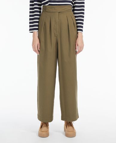  WEEKEND MAX MARA - Quần kiểu nữ ống rộng xếp li thời trang Cotton 