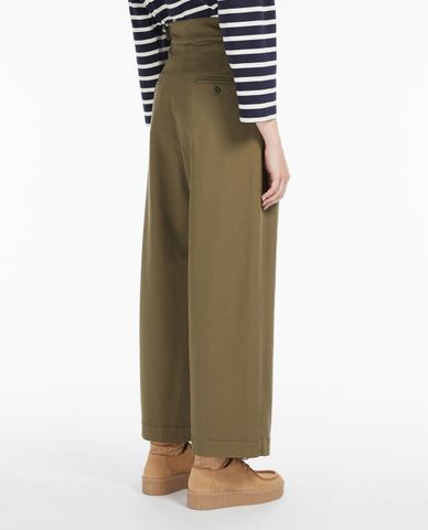  WEEKEND MAX MARA - Quần kiểu nữ ống rộng xếp li thời trang Cotton 