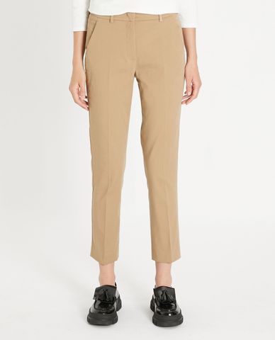 WEEKEND MAX MARA - Quần nữ ống đứng xếp li Cotton Twill 