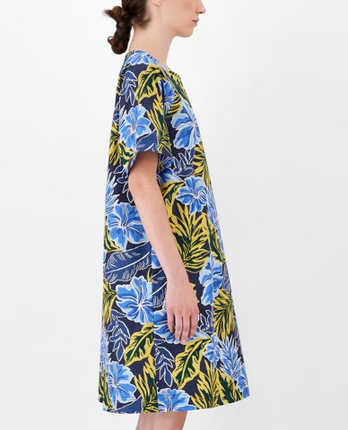  WEEKEND MAX MARA - Đầm mini cổ tròn tay ngắn phom suông Cotton Poplin 