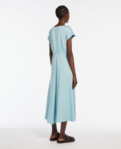  WEEKEND MAX MARA - Đầm xếp li midi cổ tròn tay ngắn Ghiglia 