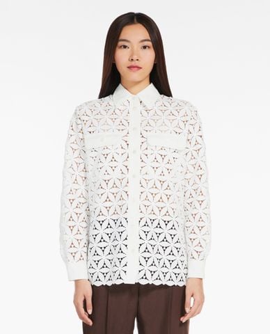  WEEKEND MAX MARA - Áo sơ mi cổ bẻ tay dài phối ren hoa Afona 