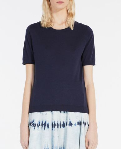  WEEKEND MAX MARA - Áo dệt kim nữ ngắn tay cổ tròn Zibetto 