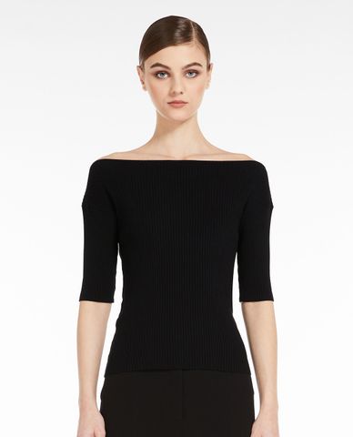  WEEKEND MAX MARA - Áo dệt kim nữ tay ngắn trễ vai Soraia 