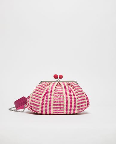  WEEKEND MAX MARA - Túi cầm tay dáng bầu phối dây xích hoạ tiết sọc Locri 