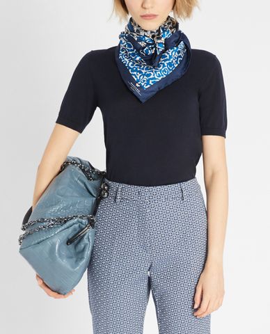  WEEKEND MAX MARA - Khăn choàng nữ chữ nhật phối hoa văn thời trang 