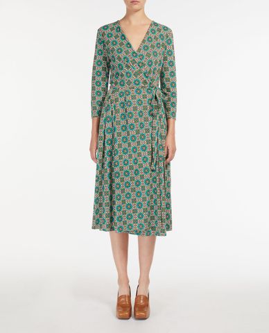  WEEKEND MAX MARA - Đầm midi tay dài cổ V đắp chéo hiện đại Mogador 