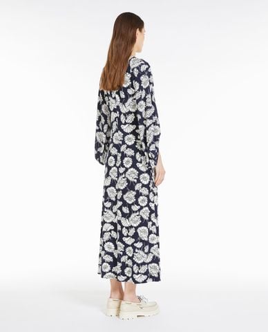  WEEKEND MAX MARA - Đầm midi cổ tròn tay dài hoạ tiết hoa Yellow 