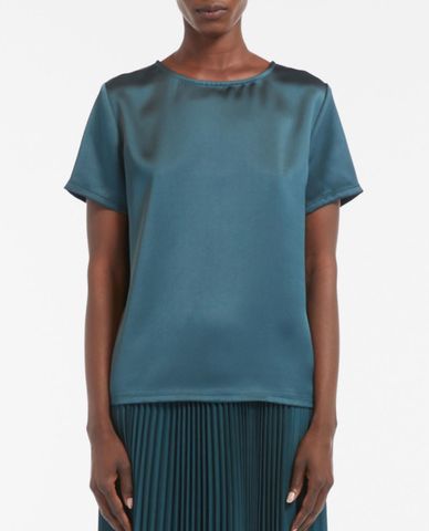  WEEKEND MAX MARA - Áo kiểu nữ cổ tròn tay ngắn Satin Nupar 