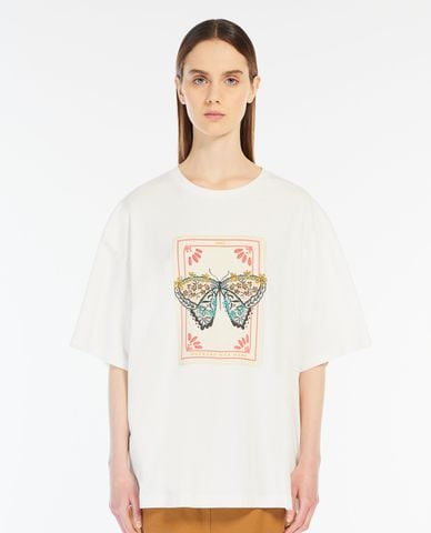  WEEKEND MAX MARA - Áo thun nữ cổ tròn tay ngắn in hình Xanadu 