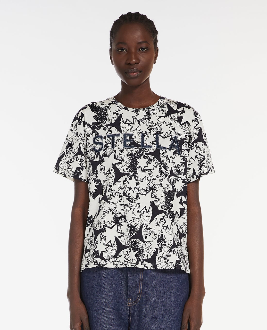 WEEKEND MAX MARA - Áo thun nữ cổ tròn tay ngắn in hoa Radio