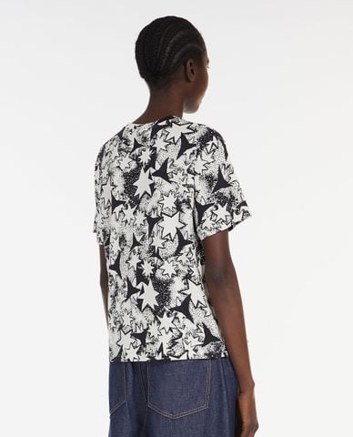  WEEKEND MAX MARA - Áo thun nữ cổ tròn tay ngắn in hoa Radio 