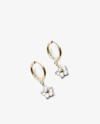  CECI - Khuyên tai nữ khoen tròn phối mặt bông hoa đính đá 